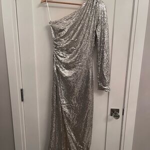 H&M Silver Sequin One-Shoulder Dress
